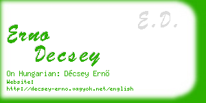 erno decsey business card