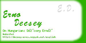 erno decsey business card